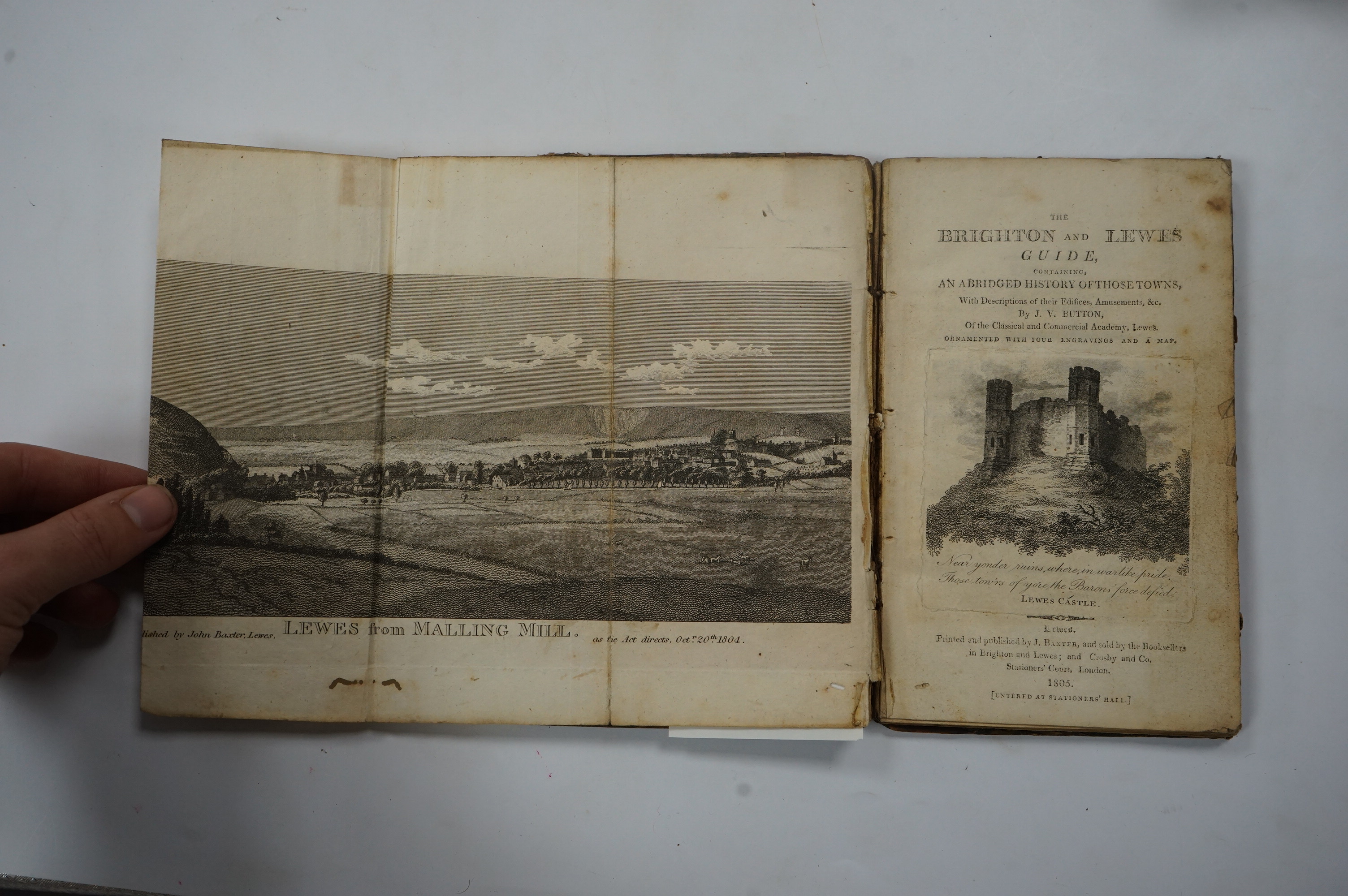 Dunvan, Paul - Ancient and Modern History of Lewes and Brighthelmston, W.Lee, Lewes, 1795, 1st edition, 8vo, contemporary diced sheep; Button, J.V. - The Brighton and Lewes Guide, 1805; Shoberl - Description of the Count